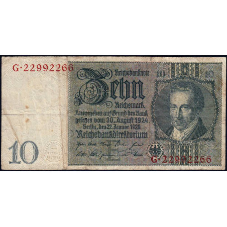 Allemagne - Pick 180a - 10 reichsmark - 22/01/1929 - Lettre E - Série G - Etat : TB-