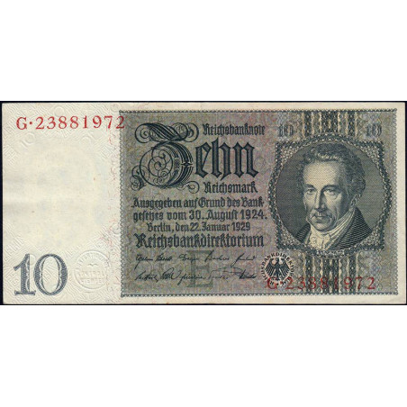 Allemagne - Pick 180a - 10 reichsmark - 22/01/1929 - Lettre E - Série G - Etat : SUP