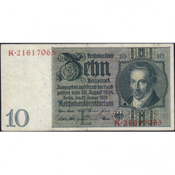 Allemagne - Pick 180a - 10 reichsmark - 22/01/1929 - Lettre E - Série K - Etat : TTB