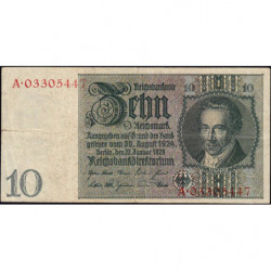 Allemagne - Pick 180b - 10 reichsmark - 22/01/1929 - Sans lettre - Série A - Etat : TTB-