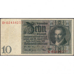 Allemagne - Pick 180b - 10 reichsmark - 22/01/1929 - Sans lettre - Série D - Etat : TTB
