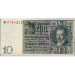 Allemagne - Pick 180b - 10 reichsmark - 22/01/1929 - Sans lettre - Série D - Etat : TB+