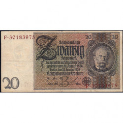 Allemagne - Pick 181a - 20 reichsmark - 22/01/1929 - Lettre B - Série F - Etat : TB+