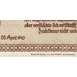 Allemagne - Sudètes - Basse-Silésie - Pick 187 - 20 reichsmark - 28/04/1945 - Série AM - Etat : NEUF