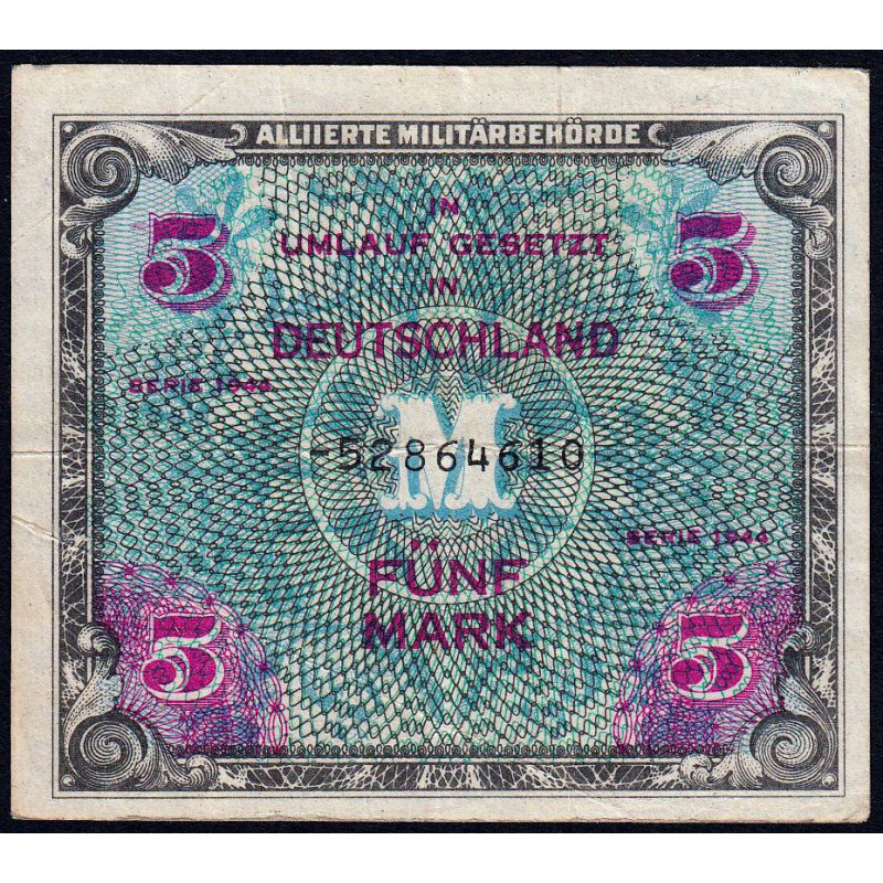 Allemagne - Occupation alliée - Pick 193d - 5 mark - 1944 - Etat : TTB