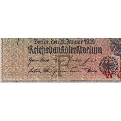 Allemagne - Pick 181a - 20 reichsmark - 22/01/1929 - Lettre F - Série W - Etat : TB-