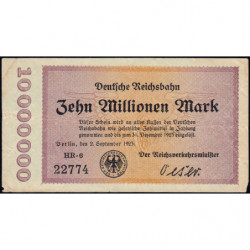 Allemagne - Chemin de fer Berlin - Pick S 1014 - 10 millions mark - 02/09/1923 - Série HR 6 - Etat : TTB