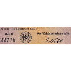 Allemagne - Chemin de fer Berlin - Pick S 1014 - 10 millions mark - 02/09/1923 - Série HR 6 - Etat : TTB