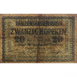 Allemagne - Emission de Posen (Pologne) - Pick R 120 - 20 kopeken - 17/04/1916 - Etat : TB