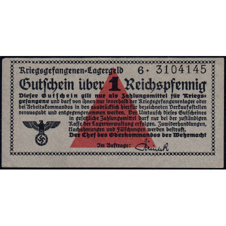 Allemagne - Camp de prisonniers - 1 reichspfennig - Série 6 - 1939/1940 - Etat : SPL+