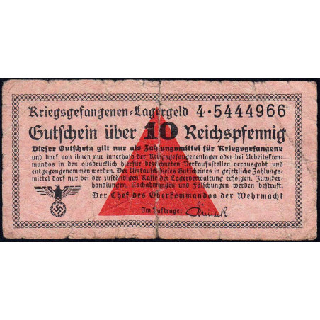 Allemagne - Camp de prisonniers - 10 reichspfennig - Série 4 - 1939/1940 - Etat : B+