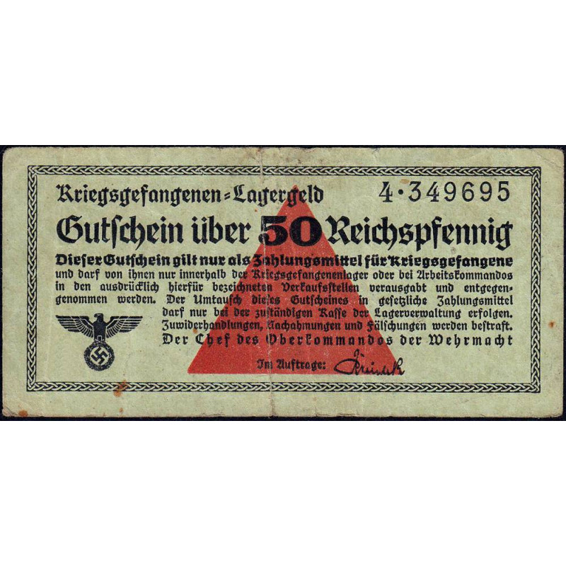 Allemagne - Camp de prisonniers - 50 reichspfennig - Série 4 - 1939/1940 - Etat : TB+