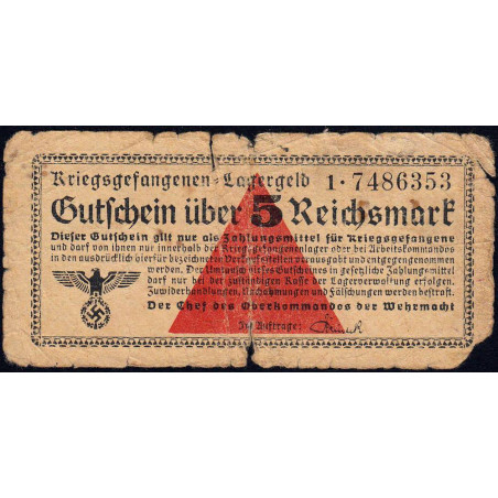 Allemagne - Camp de prisonniers - 5 reichsmark - Série 1 - 1939 - Etat : B