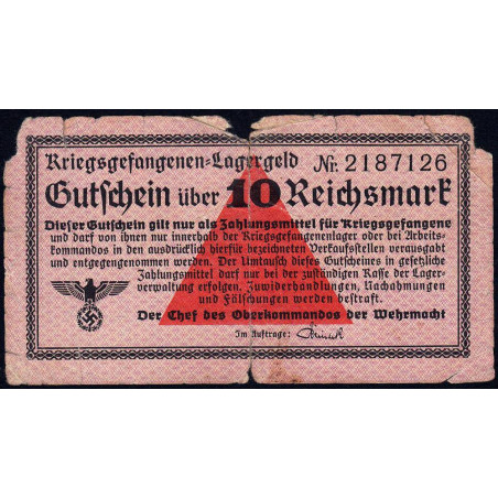 Allemagne - Camp de prisonniers - 10 reichsmark - Sans série - 1939 - Etat : B-