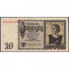 Allemagne - Pick 185 - 20 reichsmark - 16/06/1939 - Lettre W - Série A - Etat : SUP+