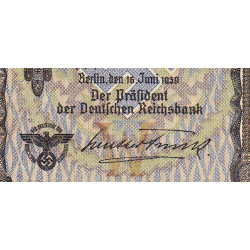 Allemagne - Pick 185 - 20 reichsmark - 16/06/1939 - Lettre W - Série A - Etat : TTB+
