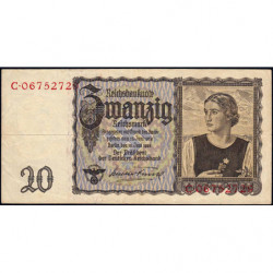 Allemagne - Pick 185 - 20 reichsmark - 16/06/1939 - Lettre W - Série C - Etat : TTB