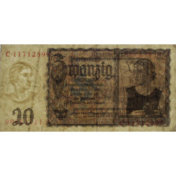 Allemagne - Pick 185 - 20 reichsmark - 16/06/1939 - Lettre W - Série C - Etat : TTB+