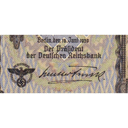 Allemagne - Pick 185 - 20 reichsmark - 16/06/1939 - Lettre W - Série D - Etat : SPL+