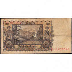 Allemagne - Pick 185 - 20 reichsmark - 16/06/1939 - Lettre W - Série D - Etat : TB-