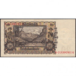 Allemagne - Pick 185 - 20 reichsmark - 16/06/1939 - Lettre W - Série N - Etat : SUP