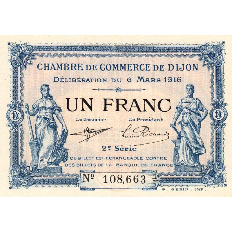Billet des chambres de commerce Dijon 1 franc