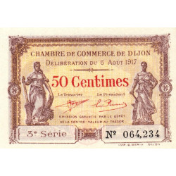 Dijon - Pirot 53-10 - 50 centimes - 3e série - 06/08/1917 - Etat : SPL+ à NEUF