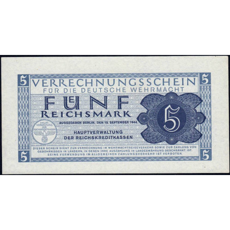 Allemagne - Forces armées - Pick M 39 - 5 reichsmark - 15/09/1944 - Etat : NEUF