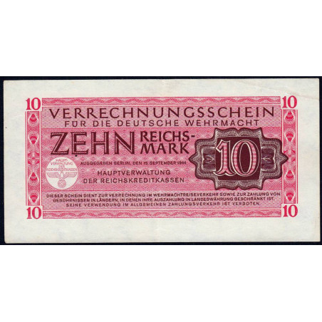 Allemagne - Forces armées - Pick M 40 - 10 reichsmark - 15/09/1944 - Etat : SUP