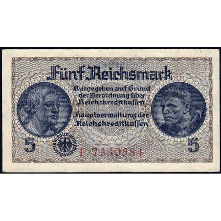 Allemagne - Territoires occupés - Pick R 138a - 5 reichsmark - Série F - 1940 - Etat : TTB+