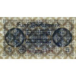 Allemagne - Territoires occupés - Pick R 138b - 5 reichsmark - Série D - 1939 - Etat : SUP+