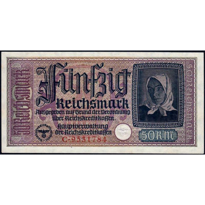 Allemagne - Territoires occupés - Pick R 140 - 50 reichsmark - Série C - 1939 - Etat : pr.NEUF