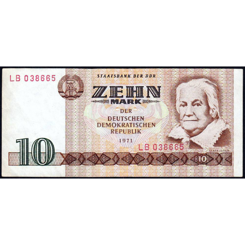 Allemagne RDA - Pick 28a - 10 mark der DDR - 1971 (1975) - Série LB - Etat : TTB