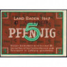 Baden - Occupation Française - Pick S 1001a - 5 pfennig - Série C - 1947 - Etat : NEUF