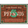 Baden - Occupation Française - Pick S 1001a - 5 pfennig - Série C - 1947 - Etat : TTB+