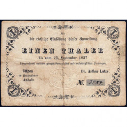 Anhalt - Duché de Anhalt-Cöthen - Pick non rép. - 1 thaler - 23/09/1857 - Etat : TB