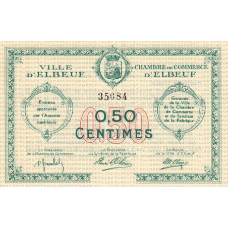 Elbeuf - Pirot 55-1 - 50 centimes - Sans date - Etat : SUP