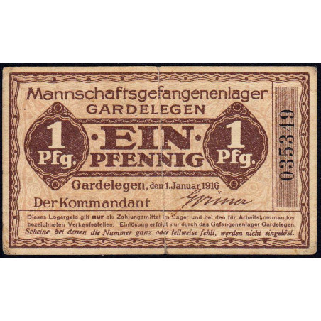 Allemagne - Camp de prisonniers - Gardelegen - 1 pfennig - 01/01/1917 - Etat : TTB