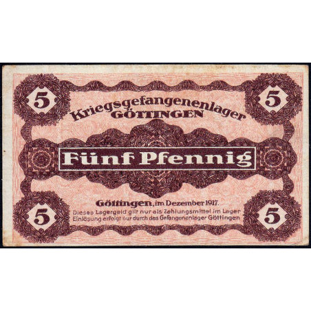 Allemagne - Camp de prisonniers - Göttingen - 5 pfennig - 12/1917 - Etat : SUP