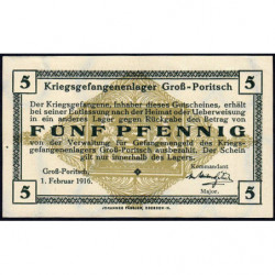Allemagne - Camp de prisonniers - Gross-Poritsch - 5 pfennig - 01/02/1916 - Etat : SPL
