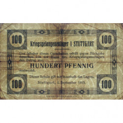 Allemagne - Camp de prisonniers - Stuttgart - 100 pfennig - 01/09/1915 - Etat : TB+