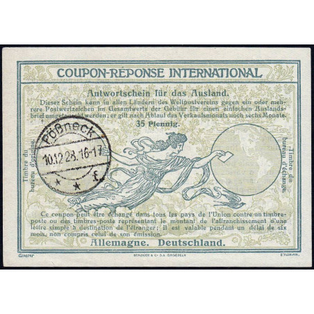 Pössneck - Coupon-réponse international - 35 reichspfennig - 10/12/1928 - Etat : SUP+