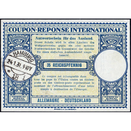 Hamburg - Coupon-réponse international - 35 reichspfennig - 24/01/1931 - Etat : SPL