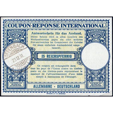 Offenbach - Coupon-réponse international - 35 reichspfennig - 23/12/1931 - Etat : SPL