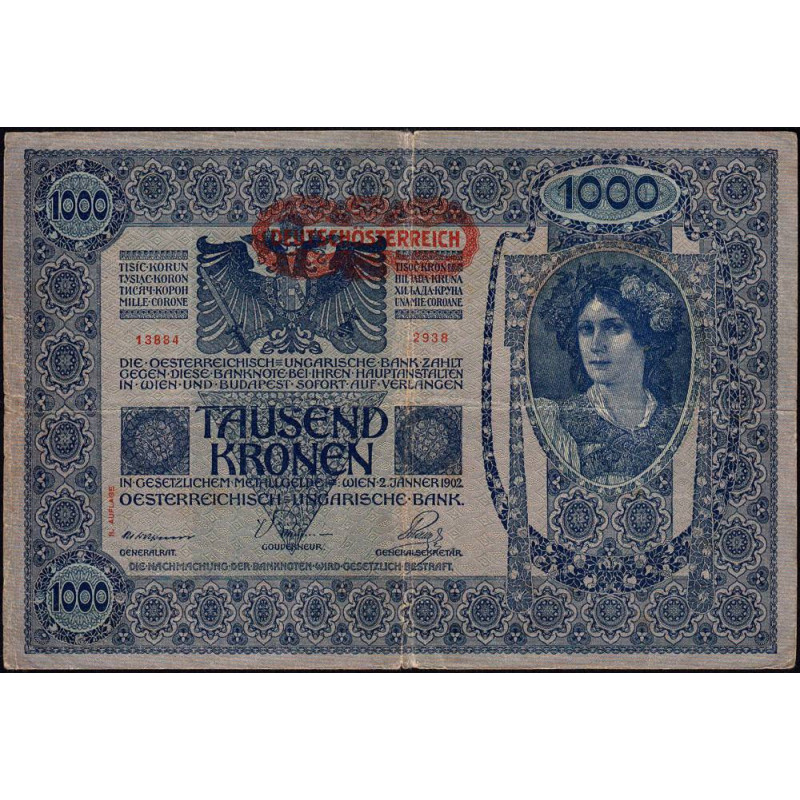 Autriche - Pick 61_2 - 1'000 kronen - 1919 -  Etat : TB