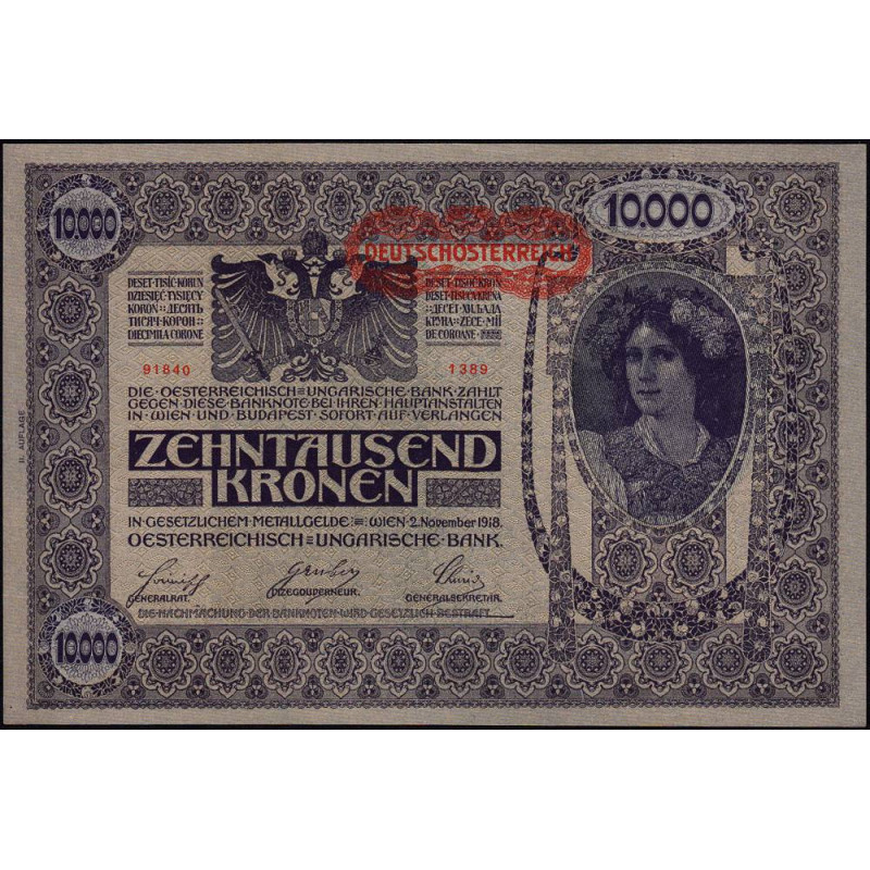 Autriche - Pick 66_1 - 10'000 kronen - 1919 - Etat : SPL