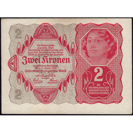 Autriche - Pick 74 - 2 kronen - 02/01/1922 - Etat : SUP+