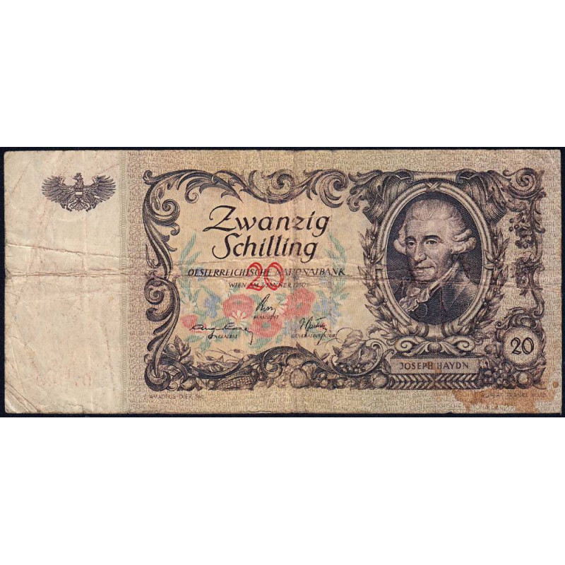 Autriche - Pick 129a- 20 shilling - 02/01/1950 - Etat : TB-