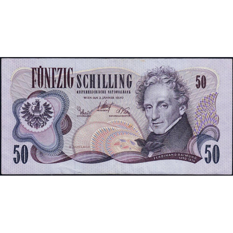 Autriche - Pick 144 - 50 schilling - Série H T - 02/01/1970 (1983) - Etat : TTB