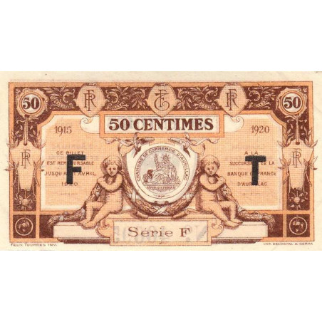 Aurillac (Cantal) - Pirot 16-7 - 50 centimes - Série F - 1915 - Etat : SUP+